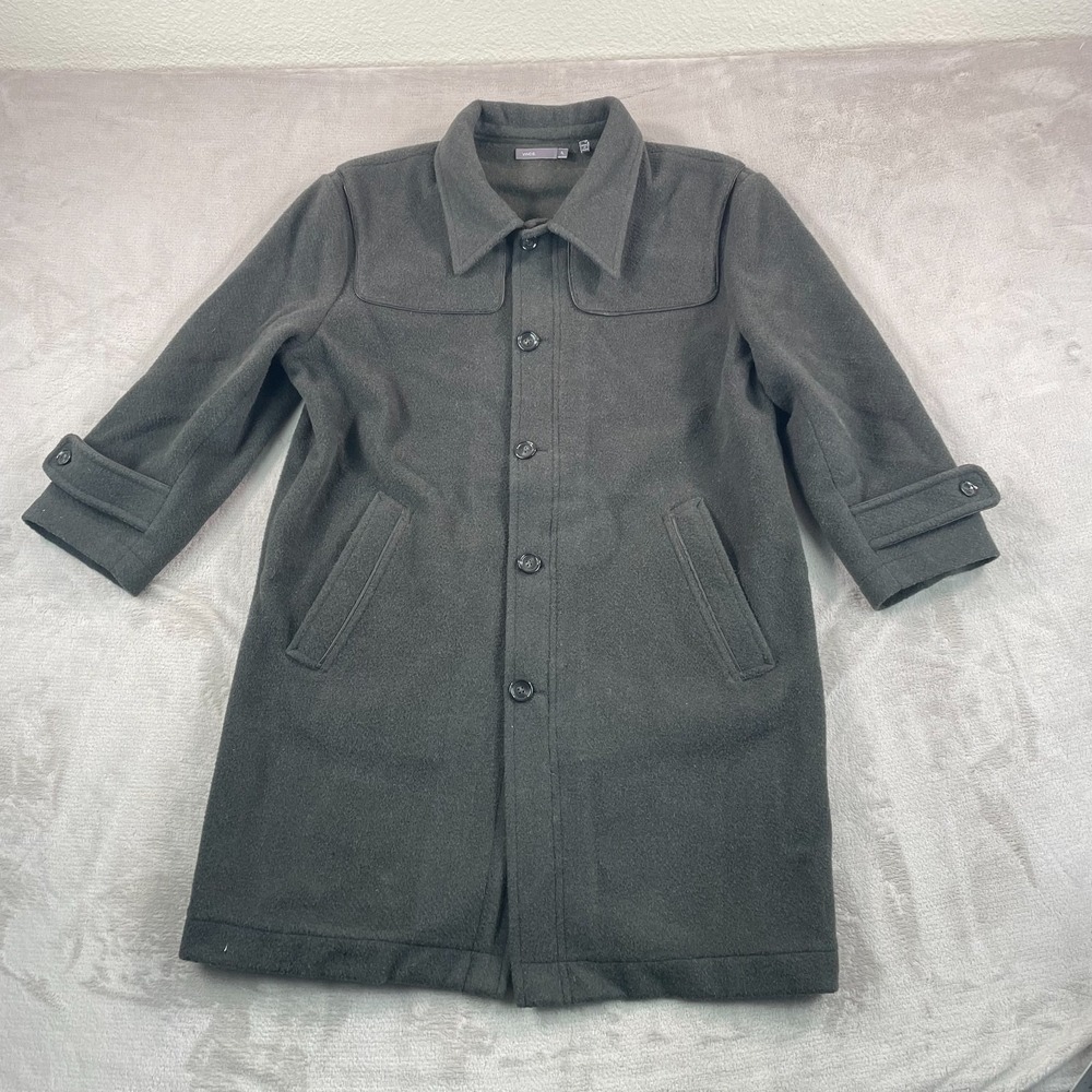 Vince Over Coat Jacket Women XL Green Peruvian Alpaca Wool Blend Designer Zip Up